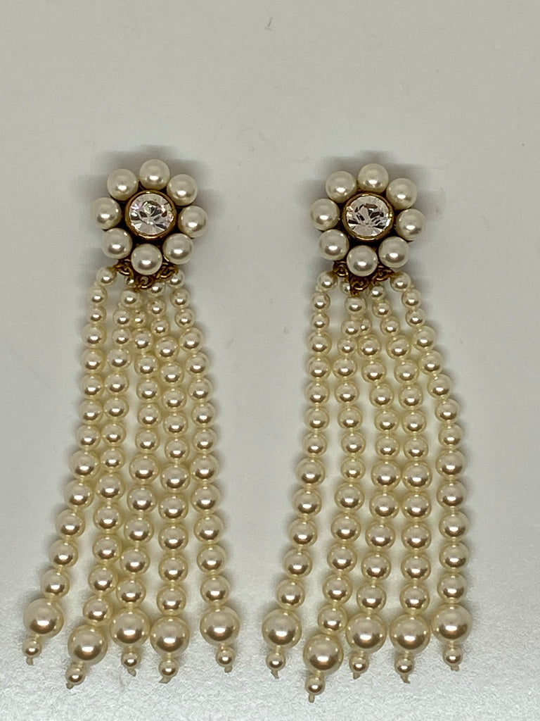 Unique Hair Clip Earring / Gold Chain Long Dangle Clip-on Earrings / Pearl  Flower Floral Barrette Hair Clip / Dainty No Piercing Earrings - Etsy